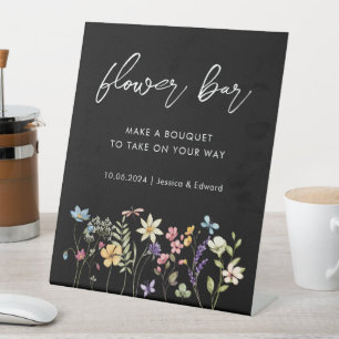 Flower Bar Minimalist Floral Chic Spring Bouquet Pedestal Sign