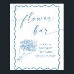 Flower Bar Sign, Farmers Market Bridal Shower Poster<br><div class="desc">This 8x10" Flower Bar Sign features a hand drawn floral bouquet to display at your shower,  wedding or special event. Easily edit most wording to match your event! Text and colours are fully editable —> click the "Edit Using Design Tool" button to edit!</div>