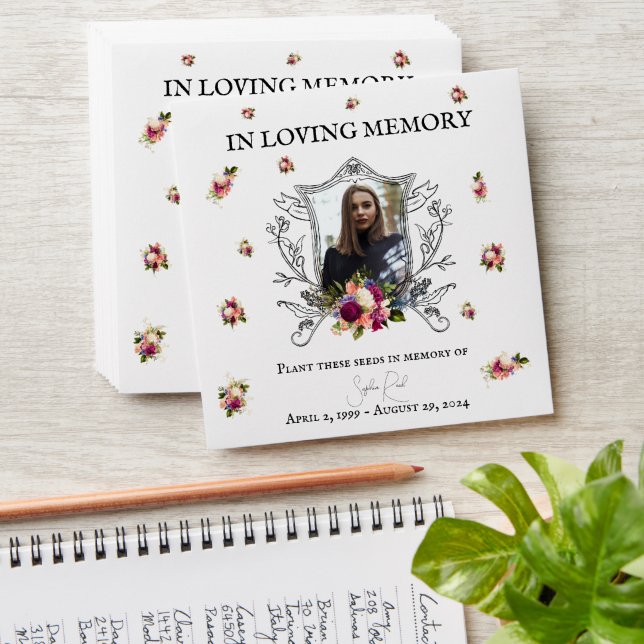Flower Baroque Wreath Memorial Seed Packet Envelope (Stacked)