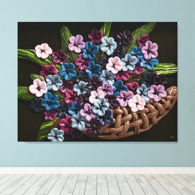 Flower Basket Canvas Print (Insitu(Wood Floor))