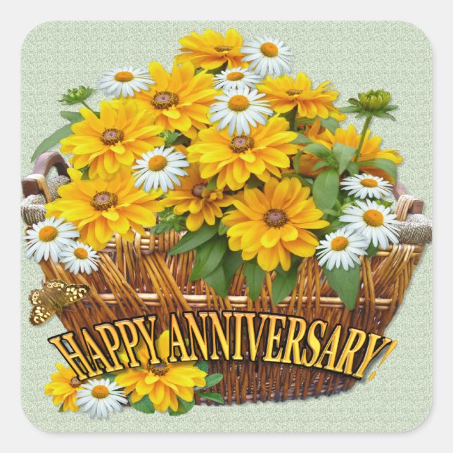 Flower Basket  ~ Square Sticker (Front)