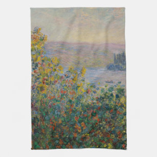 Flower Beds at Vetheuil by Claude Monet Kitchen Towel