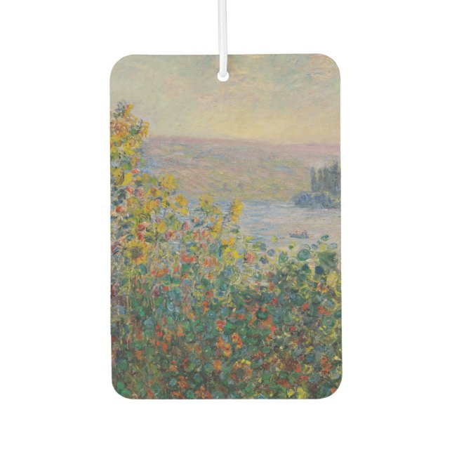 Flower Beds at Vétheuil, Impressionist Landscape Air Freshener (Front)