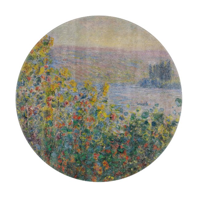 Flower Beds at Vétheuil, Impressionist Landscape Cutting Board (Front)