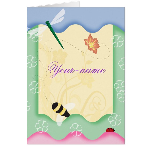 Flower Bee Personalized Cards (Front)