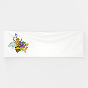 Flower bee with wild plants banner