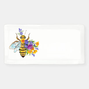 Flower bee with wild plants banner