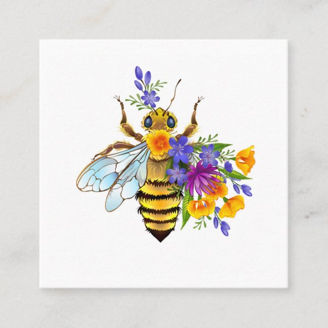 Flower bee with wild plants calling card (Front)