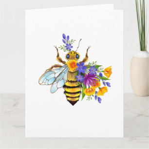 Flower bee with wild plants card