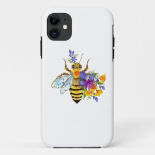 Flower bee with wild plants iPhone 11 case