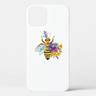 Flower bee with wild plants iPhone 12 case