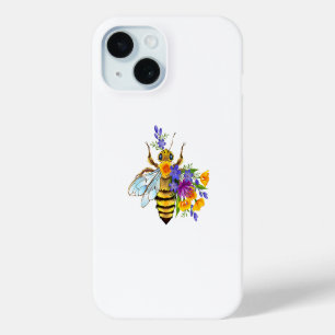 Flower bee with wild plants iPhone 15 case
