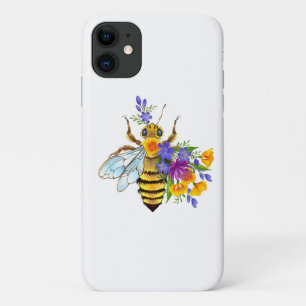 Flower bee with wild plants iPhone 11 case