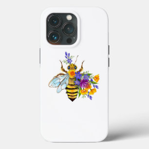 Flower bee with wild plants iPhone 13 pro case