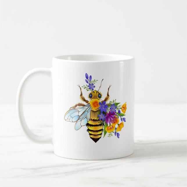 Flower bee with wild plants coffee mug (Left)