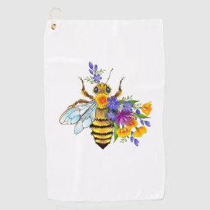 Flower bee with wild plants golf towel