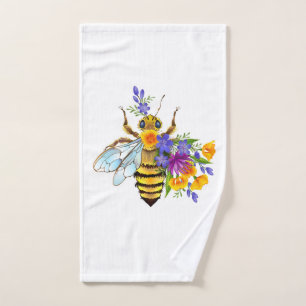 Flower bee with wild plants hand towel