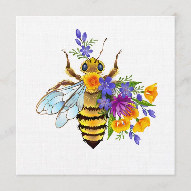 Flower bee with wild plants invitation (Front)