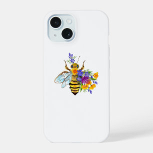 Flower bee with wild plants iPhone 15 case