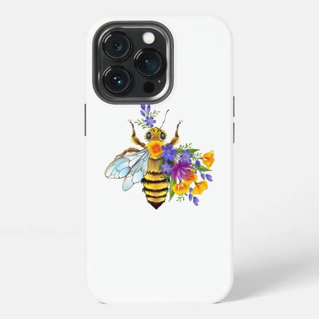 Flower bee with wild plants iPhone case (Back)