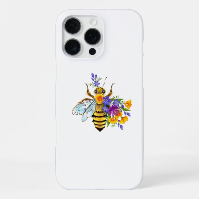 Flower bee with wild plants iPhone case (Back)
