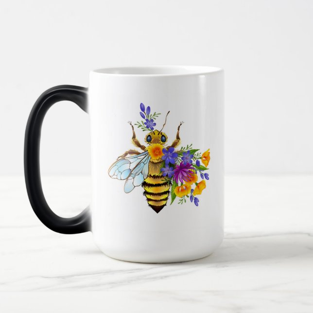 Flower bee with wild plants magic mug (Left)