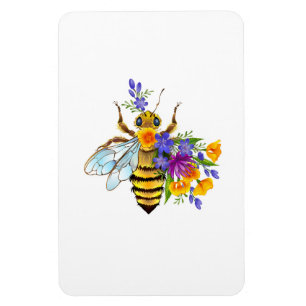 Flower bee with wild plants magnet