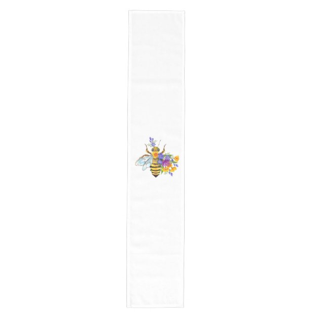 Flower bee with wild plants medium table runner (Front)