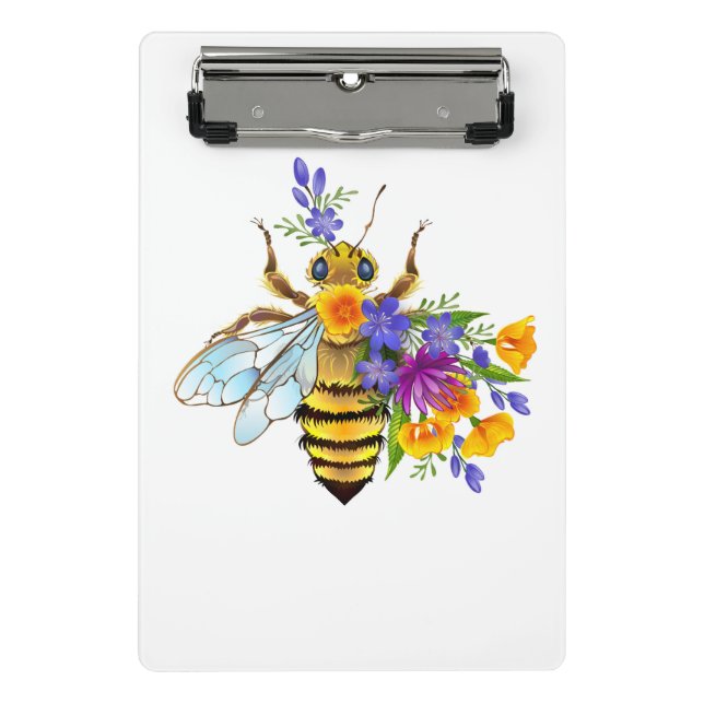Flower bee with wild plants mini clipboard (Front)