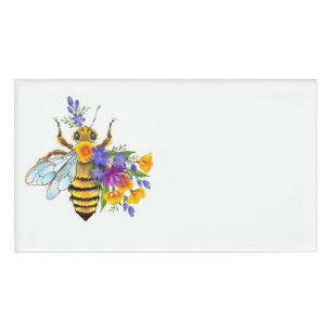 Flower bee with wild plants name tag