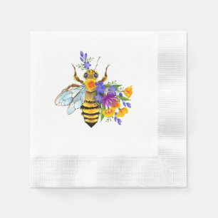 Flower bee with wild plants napkin