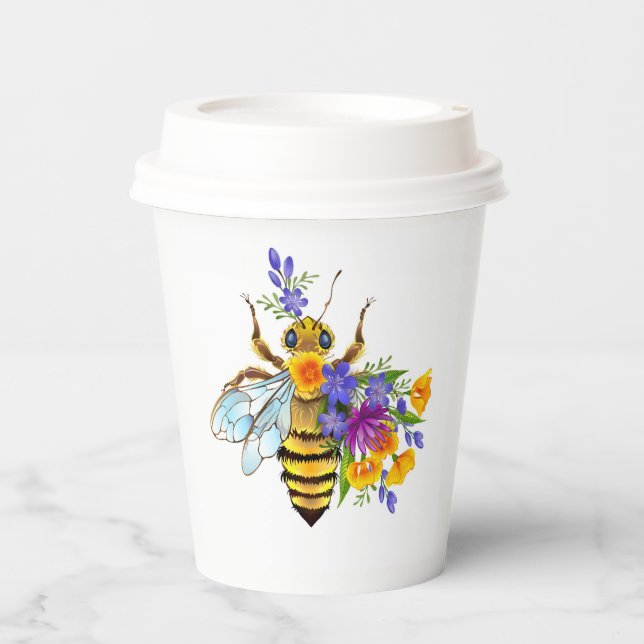 Flower bee with wild plants paper cups (Front)