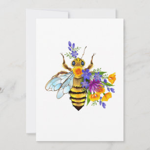 Flower bee with wild plants save the date