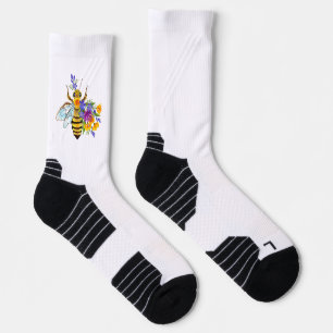 Flower bee with wild plants socks