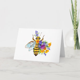 Flower bee with wild plants thank you card