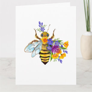 Flower bee with wild plants thank you card
