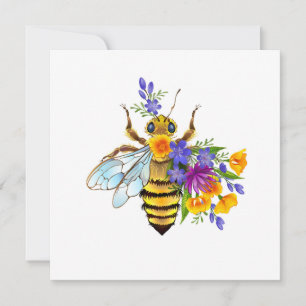 Flower bee with wild plants thank you card
