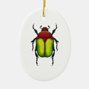 Flower beetle ceramic ornament