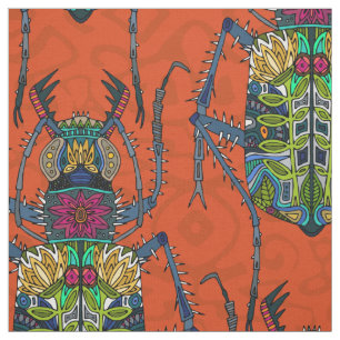 flower beetle orange fabric