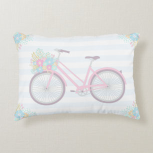 Flower Bicycle Cute Pastel Cozy Pillow