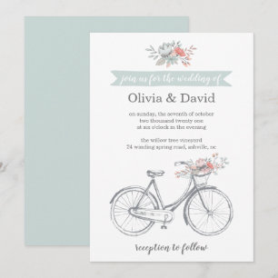 Flower Bicycle Romantic Spring Garden Wedding Invitation