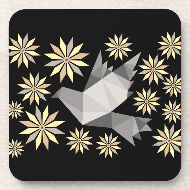 FLOWER BIRD  BEVERAGE COASTER (Front)