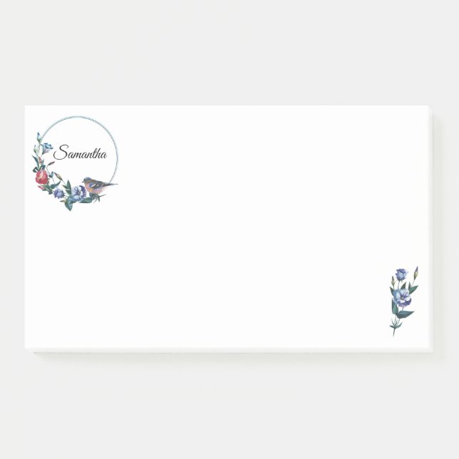 Flower Bird Personalized Post-it Notes (Front)