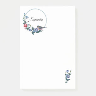 Flower Bird Personalized Post-it Notes