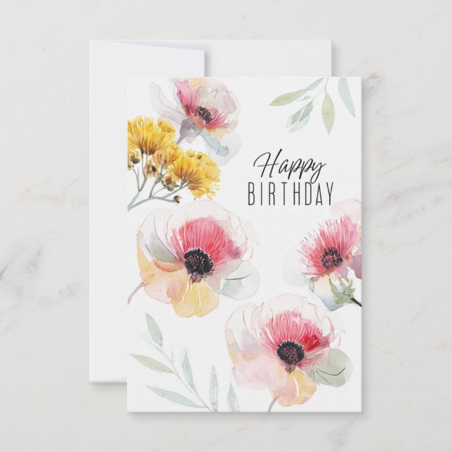Flower Birthday Card | Modern Floral Greeting (Front)