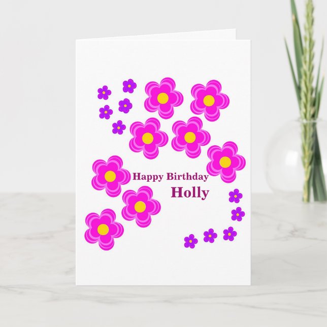 Flower Birthday card, personalize for her Card (Front)