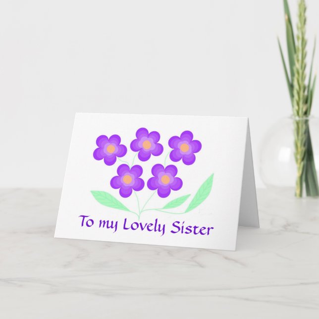 Flower Birthday Card Sister. (Front)
