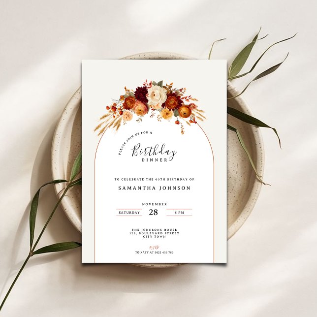 Flower Birthday Dinner Party Invitation (Créateur téléchargé)
