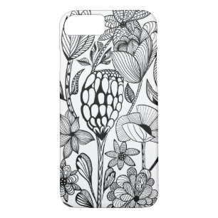Flower, black and white line art  Case-Mate iPhone case