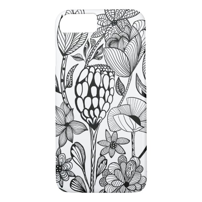 Flower, black and white line art  Case-Mate iPhone case (Back)